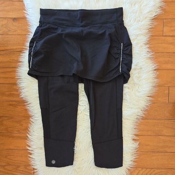 Athleta Black Leggings with Skirt Overlay - Picture 1 of 6